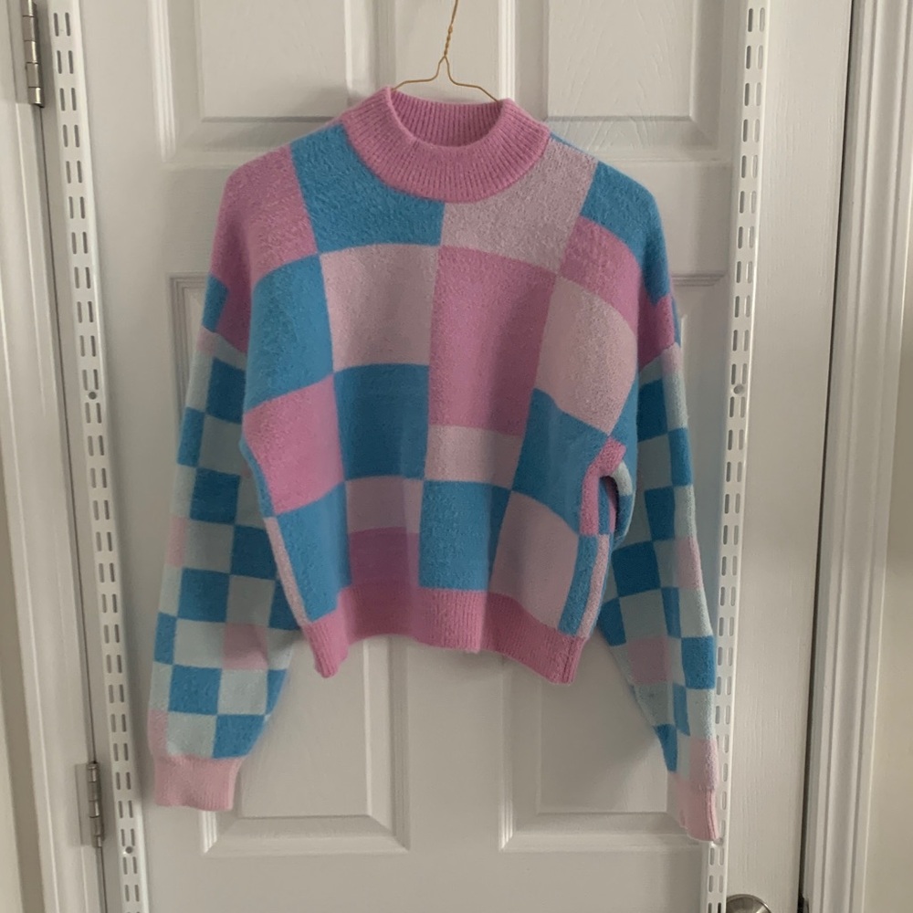 Cotton On Pink and Blue Checkered Sweater